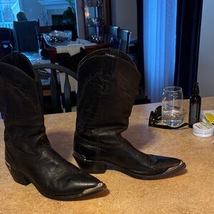 Classic Black Leather Cowboy Boots